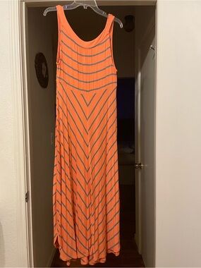Sleeveless Orange Flowy Maxi Dress